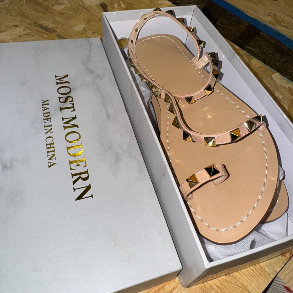 Tan Studded Sandals